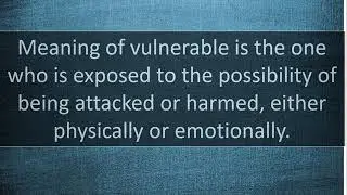 What Is Meaning Of Vulnerable