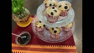 Eggless Blueberry cup cake with Blueberry compound (jam)