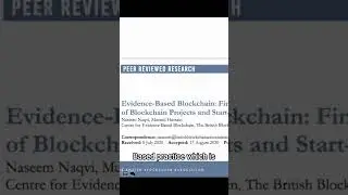 The State of Play in the Blockchain Space #blockchainspace #evidencebasedpractice  #peerreview  #bba