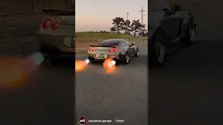 R35 Nissan GT-R shooting massive exhaust flames!