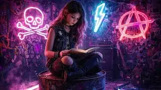 🌌 Cyberpunk Reading Girl | Trap Music for Work, Focus & Productivity 🌌
