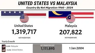 Сравнение чистой международной миграции | США и Малайзия (1960&ndash;2024) | Движение населения с течен...