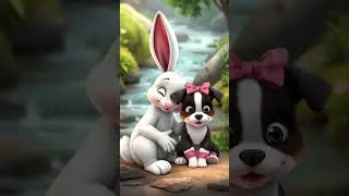 Cute Rabbit Rescues a Baby Dog! 🐶🐰#rabbit #dog #animals #ai #shorts