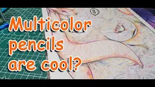 Experimenting with Multicolor pencils on grey tone paper!