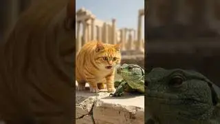 Cat vs. Ancient Lizard in Greece 🇬🇷😼 Statue&hellip; or Alive?!  #cat #funny #greece  #ai