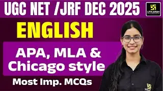 UGC NET/JRF DEC 2025 |  English Literature | MLA, APA, Chicago Style | Most Imp. MCQs | Prerna Ma'am