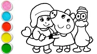 Cute Pocoyo With Pippa Pig and Pato Drawing, Painting and Coloring For Kids and Toddlers_ Child Art