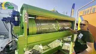 Rotary drum grain cleaner RBS-10. Simple example of mechanical adjustments