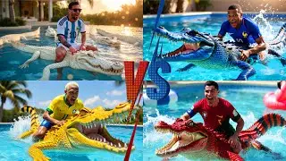 Messi, Mbapp&eacute;, Neymar & Ronaldo vs Wild Crocodiles 🐊🔥