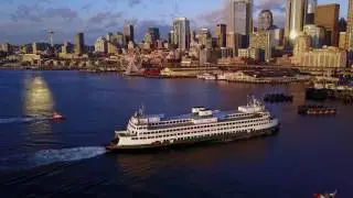 Seattle Waterfront at Sunset - DJI Mavic