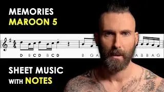 Memories - Maroon 5  | Sheet Music with Easy Notes for Recorder, Violin Beginners Tutorial