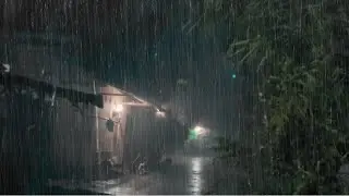 Heavy Rain Sounds in Quiet Indonesian Village at Night 🌧️ Nature Sound for Stress Relief Relaxation
