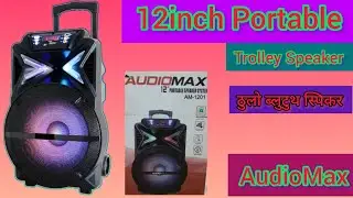 12inch AudioMax AM-1201 Trolley speaker Woffer HIFI System With 2 pieces Wireless Mic