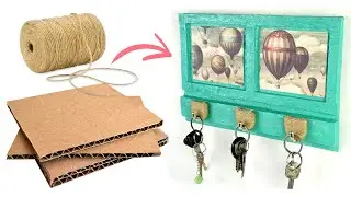 DIY Key Holder using Cardboard | Cardboard Craft Ideas | Wall Decor Ideas