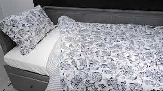 IKEA WHITE AND GREY QUEEN FULL DUVET COVER AND PILLOW CASES CLOSER LOOK IKEA SHOP SHOPPING BEDDING