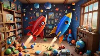 Five Toy Rockets Zoom Past Mars | Space Counting Song for Kids | Fun Nursery Rhyme