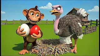 Old MacDonald&rsquo;s Farm:  Naughty Monkey Steals Ostrich Eggs & Police Ostrich Chicks Saved 🐒🐦💛