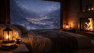 Snowfall Haven Ambience 🌨 Cozy Night Background for Relax