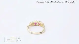 Ruby Baquette CZ Stone Design Trendy Cluster Rings Turkish Wholesale 925 Silver Jewelry Handcrafted