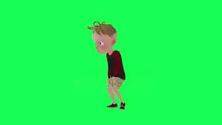 3d cute child injured leg isolated green screen right angle animation crowd Isolated group interior