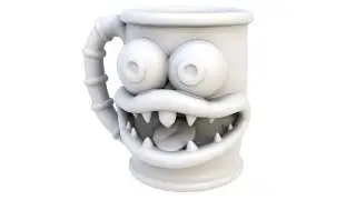 3D model of an abstract mug. A emotional mug. Superhive, CGtrader, Cults3d (no sound)