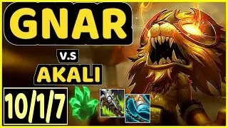 GNAR vs AKALI - 10/1/7 KDA TOP CHALLENGER GAMEPLAY - EUW