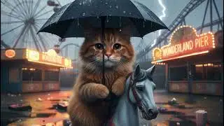 Sad cat rainy day