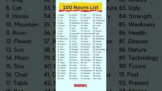 100 nouns List