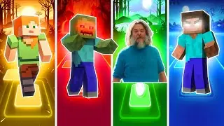 Minecraft Tiles Hop | Steve vs Herobrine vs Zombie vs Alex