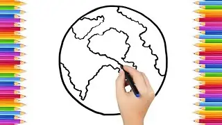 How To Draw cute earth Drawing, Painting & Coloring For Kids and Toddlers_ Child Art 🐋🌈🎨