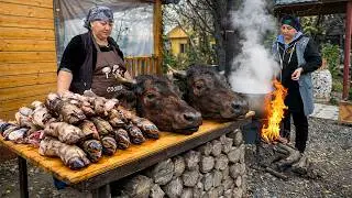 Azerbaijani Women Cook Traditional Beef Khash | Perfect Winter Morning Dish