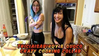 Triciaisabirdy Unhinged Cooking stream Collab with Quqco making Char Siu Bao