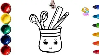  How to Draw a Stationery Jar | School Supplies Drawing for Kids