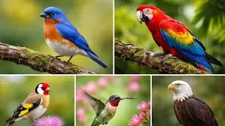 Five different different birds image