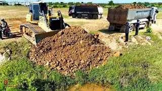Messy STUCK with Starting project! Clever Operator Dozer Shantui Be Erase Land & Water A Medium Size
