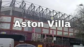 Driving in Aston Birmingham UK. Going past the Villa ground on match day. Aston Villa v RB Salzburg 