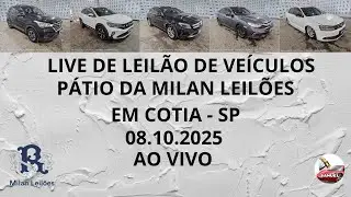 LIVE DE LEILÃO DE VEÍCULOS NO PÁTIO DA MILAN LEILÕES DIA 08.10.25