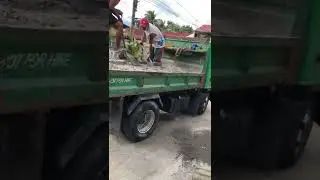 BEACH SAND #sand #from #truck #unloading #men #work #sun #construction #hardwork #street #sand