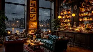 Rainy Jazz Piano at Cozy Bookstore Coffee Shop 🌧️ Relaxing Jazz Instrumental for Stress Relief