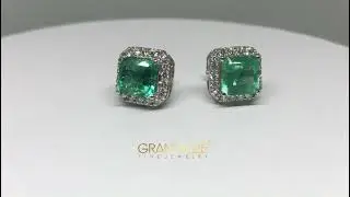 Diamond and emerald studs with south indian screw/post - Grandioze Fine Jewelry 2021