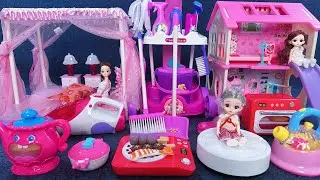 15 Minutes Satisfying with Unboxing Barbie Princess House ＆ Cleaning Cart Playset ASMR | Review Toys