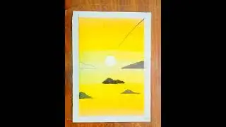 Sunset scenery Drawing || Drawing with oil pastels #shorts#ytshorts#oilpasteldrawing#sunsetscenery