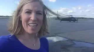 Amy Cutler with National Guard helicopters to help Dorian victims