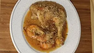 pollo con gambas salsa (olla programable gm, cazuela, sarten)