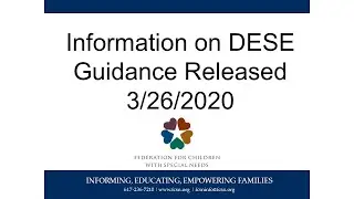 Information on DESE Guidance Released 3/26/2020