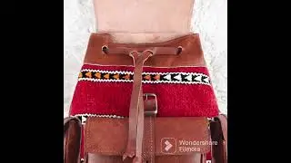 Vintage Leather Backpack with Kilim Rug