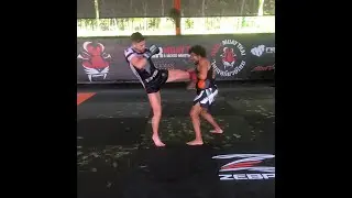 Enriko Kehl finishing pad session with power kicks