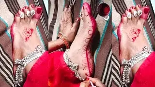 ❤️Foot Alta design for Deepavali Puja Navratri special |new alta design for feet 👣|mahavar design