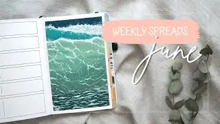 June 2021 Bullet Journal WEEKLY SPREADS | Ocean Bujo Theme With Gouache