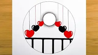 Easy circle drawing | Easy red heart drawing | Easy drawing for beginners